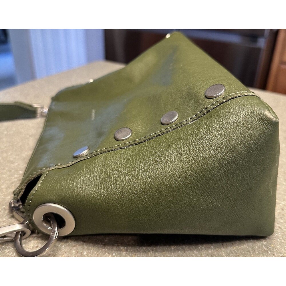 Hammitt Bryant Olive Leather Shoulder Bag Thick Shoulder Strap Silver Rivets - Picture 11 of 12